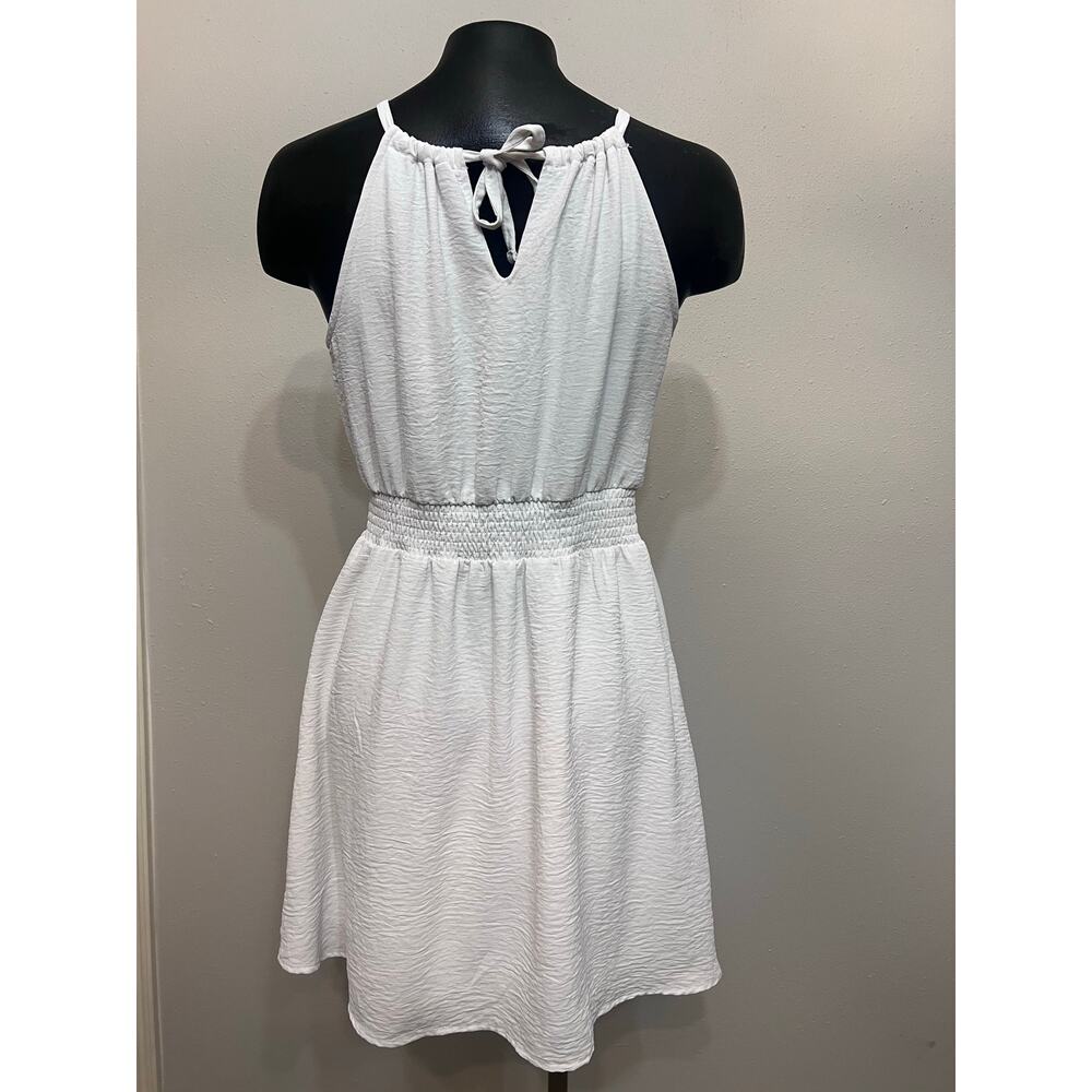 Halter Dress Women’s S White Gauzy Lined‎ Sleeveless Summer Beachy Vacation Twee